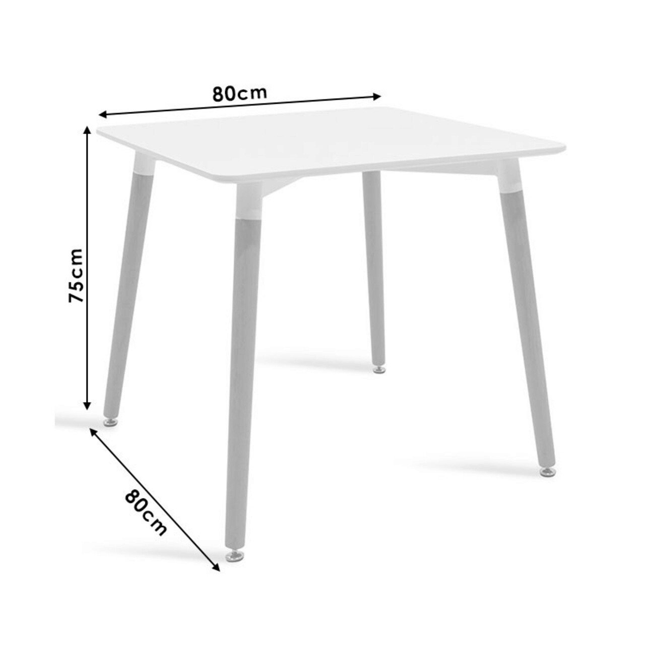 Masa dining Natali, Pakoworld, 80x80x75 cm, MDF/lemn de fag/metal, negru/maro