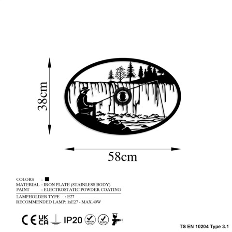 Aplica de perete, Shadow, 526SHD1171, Metal, Negru