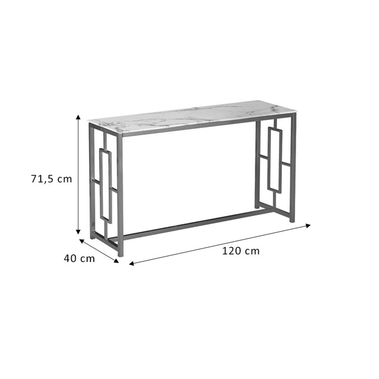 Consola Eccento, Pakoworld, 120x40x71.5 cm, metal/sticla temperata, alb marmorat/auriu