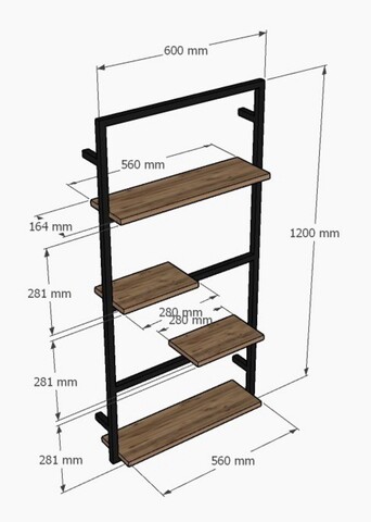 Raft de perete, Asse Home, Bako, 60x120x16.4 cm, Maro