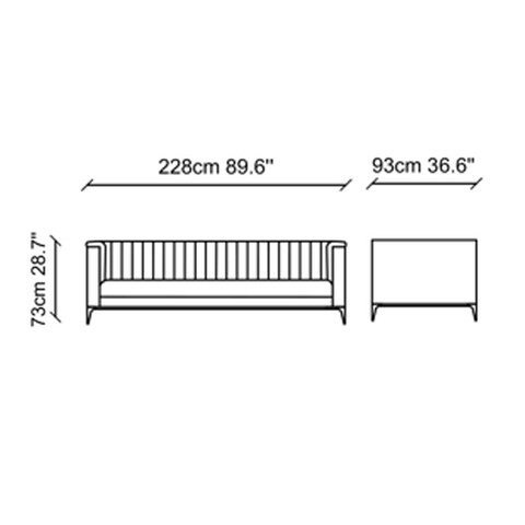 Canapea 3 locuri, Ndesign, 291NDS1333, Lemn, Gri