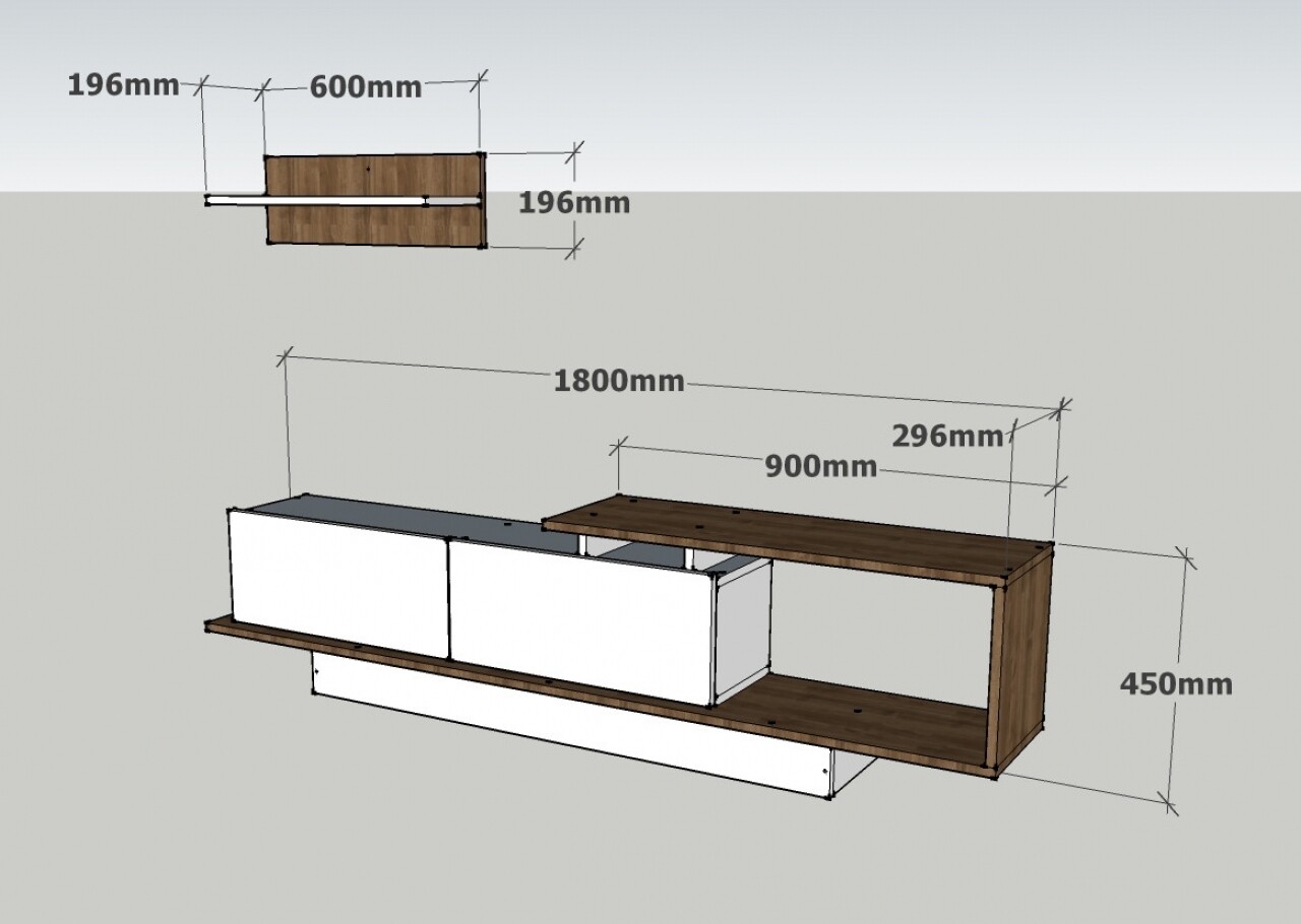 Comoda TV cu dulap, Wooden Art, Asos White Walnut - 2 | YEO