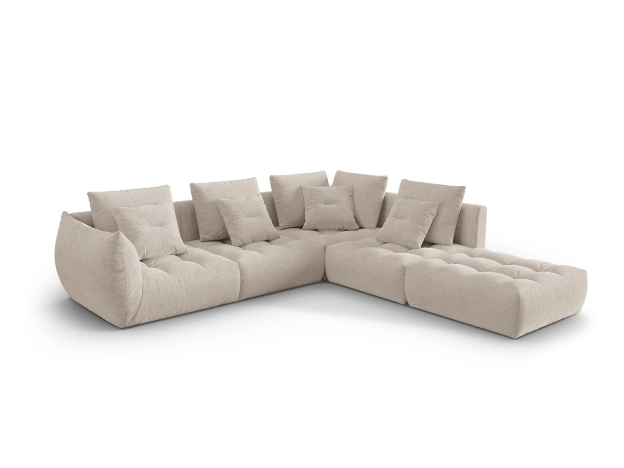 Coltar modular dreapta 4 locuri, Bloom-86, Micadoni Home, 316x310x95 cm, tesatura structurata, bej inchis