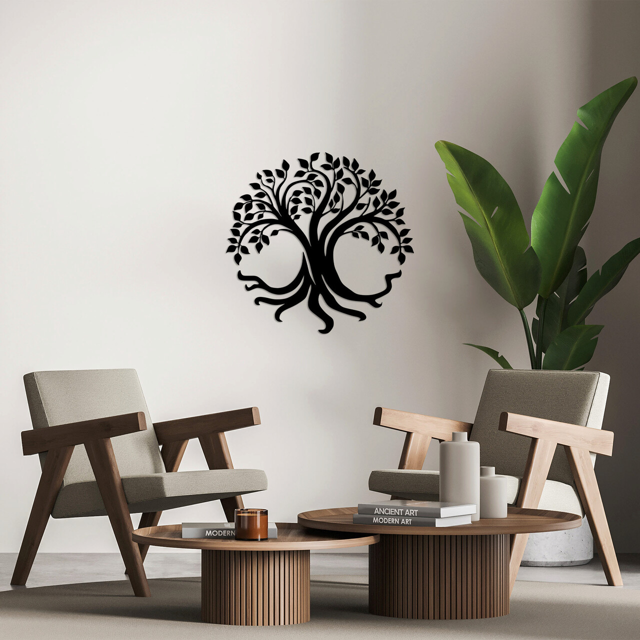 Decoratiune de perete, Tree Of Life, Metal, Dimensiune: 71 x 69 cm, Negru - 2 | YEO