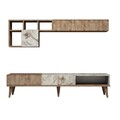 Mobilier pentru living Milan Walnut, Hommy Craft, 3 piese, 180x35x40 cm, maro/alb