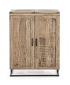 Dulap bar living / bufet Elmer, Bizzotto, 80x48x99 cm, otel/lemn de salcam