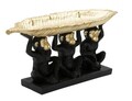 Decoratiune cu platou, Monkey Trio, Mauro Ferretti, 43 x 15.7 x 20 cm, polirasina, negru/auriu