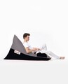 Fotoliu puf, Bean Bag Ferndale, Pyramid Double Color, 145 cm, poliester impermeabil, gri fumuriu/negru