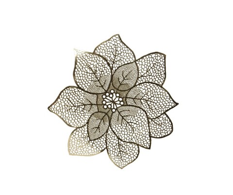 Decoratiune Poinsettia, Decoris, 44x1 cm, poliuretan, argintiu