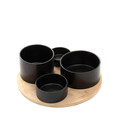 Set pentru aperitive 5 piese Yifan, Homla, gresie/bambus, negru/natur