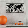 Decoratiune de perete, World Map Large Metal Wall Decor, metal, 120 x 60 cm, negru