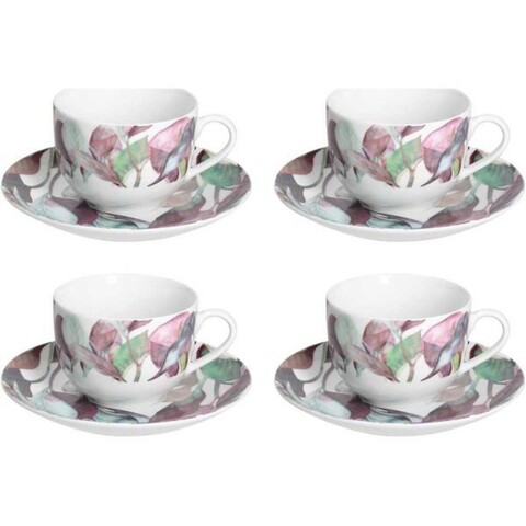 Set 4 cesti de cafea cu farfurie Calypso, Andrea Fontebasso, 220 ml, portelan, multicolor