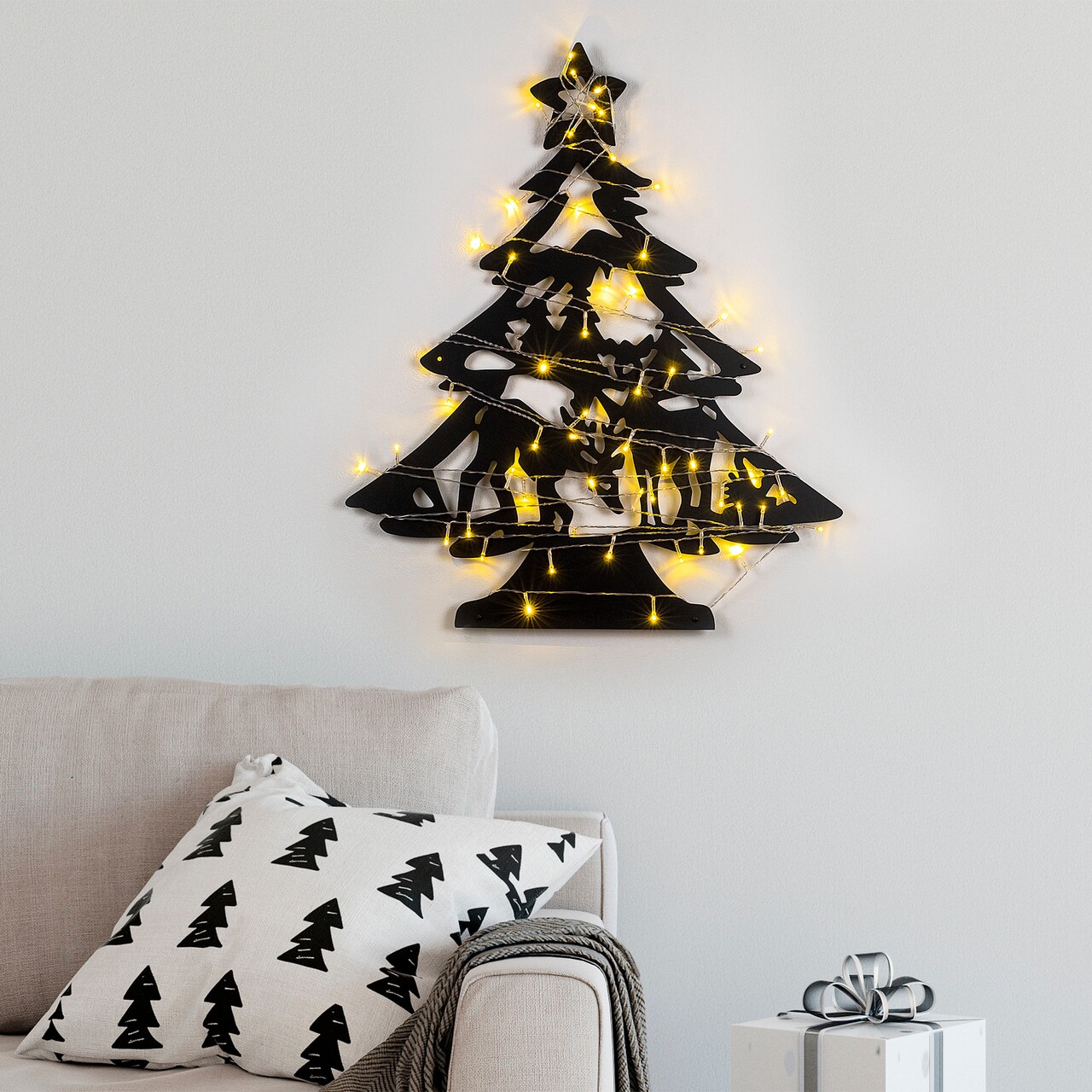 Decoratiune de luminoasa XMASBLACK-024, Tanelorn, 59x70 cm, metal, negru - 1 | YEO