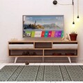 Comoda TV, Mod Design, Glasgow, 140x52x35 cm, Stejar / Alb