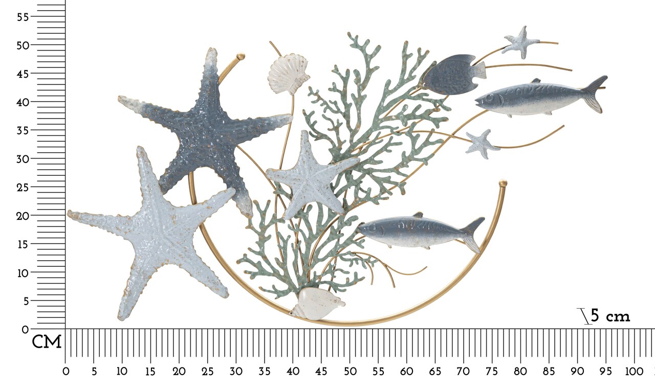 Decoratiune de perete Sea Star, Mauro Ferretti, 95.3 x 50.2 cm, fier, multicolor