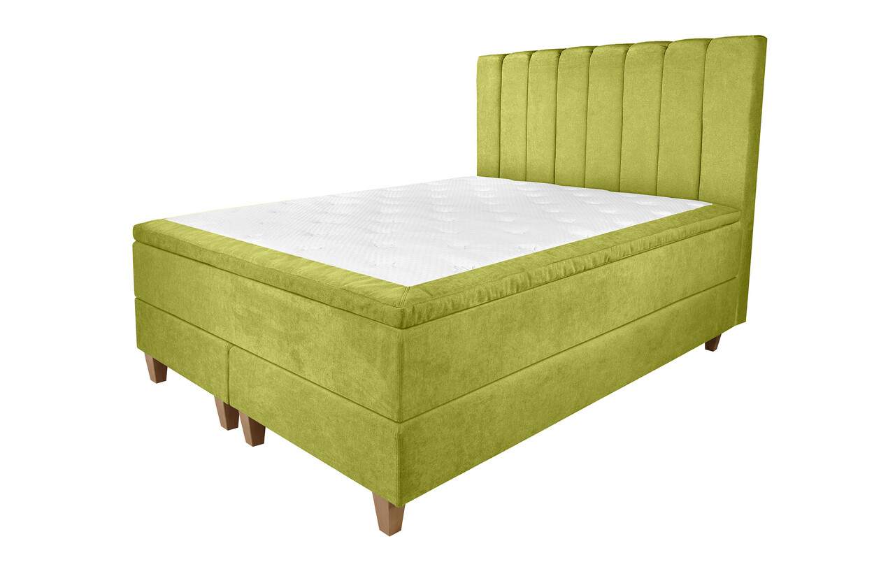 Pat matrimonial, Stockholm, Lines E, 140x200 cm, saltea tip Pocket, topper memory, Verde - 1 | YEO