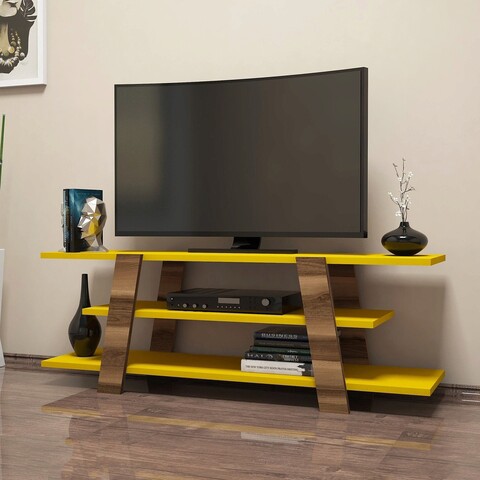 Comoda TV, Hommy Craft, Flower, 120x42x33.6cm, Nuc / Galben