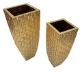 Set 2 ghivece / vase decorative Gliss, Mauro Ferretti, 40x40x99 cm, fier, auriu