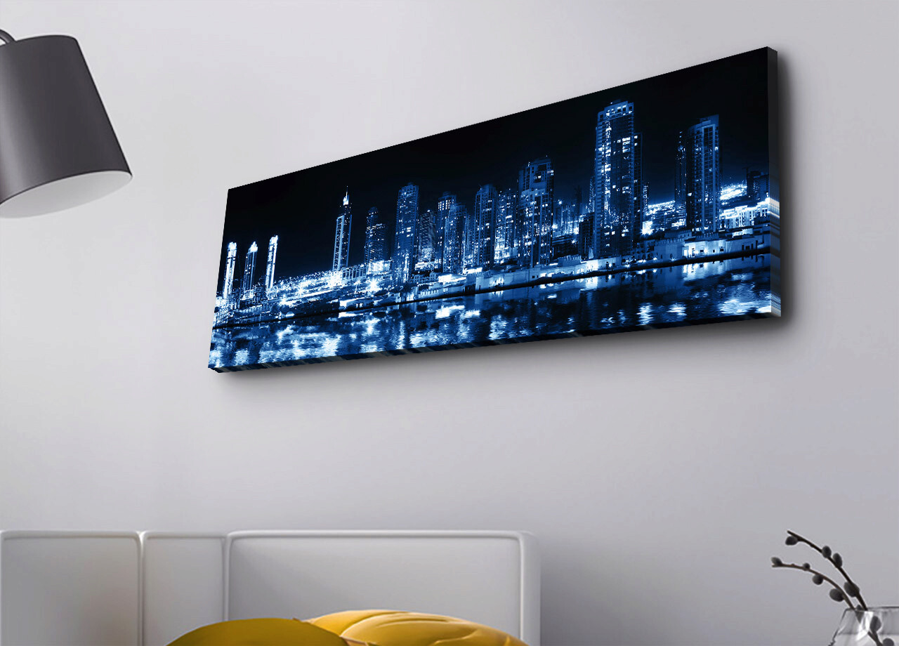 Tablou Decorativ Cu Lumina LED, 3090MDACT-008, Canvas, 30 X 90 Cm, Multicolor