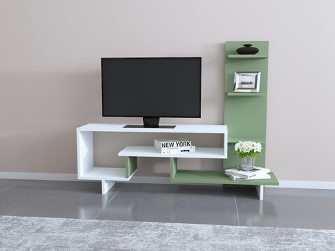 Mobilier living Raffline, 2 corpuri, 133x29.5x105 cm, PAL , alb/verde