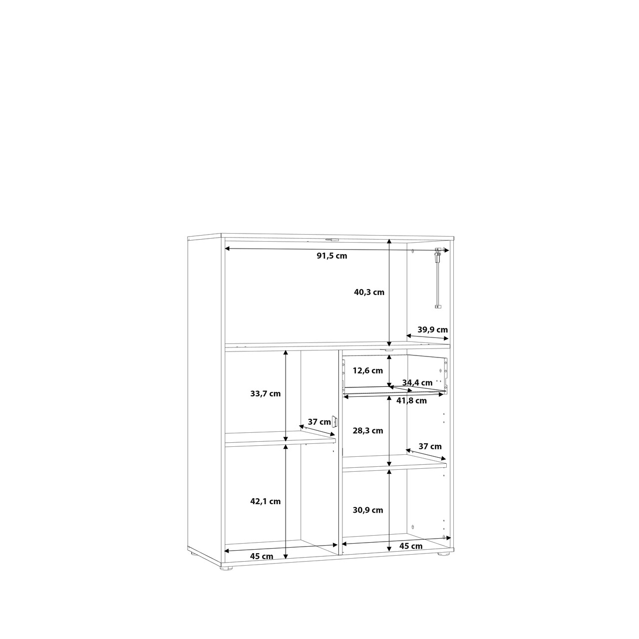 Dulap multifunctional Meerlo, Bedora, 94.7x42x123.5 cm, PAL/plastic, negru/stejar