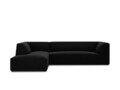 Coltar stanga 4 locuri, Ruby, Micadoni Home, BL, 273x180x69 cm, catifea, negru