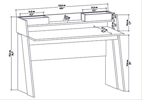 Birou, Retricy, Broklyn, 123.6x59.6x93.4 cm, PAL, Stejar