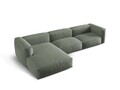 Coltar modular stanga 3 locuri, Martina-169, Micadoni Home, 332x176x75 cm, tesatura structurata catifelata, verde muschi