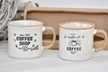 Set 2 cani Retro Coffee, 300 ml, portelan, alb