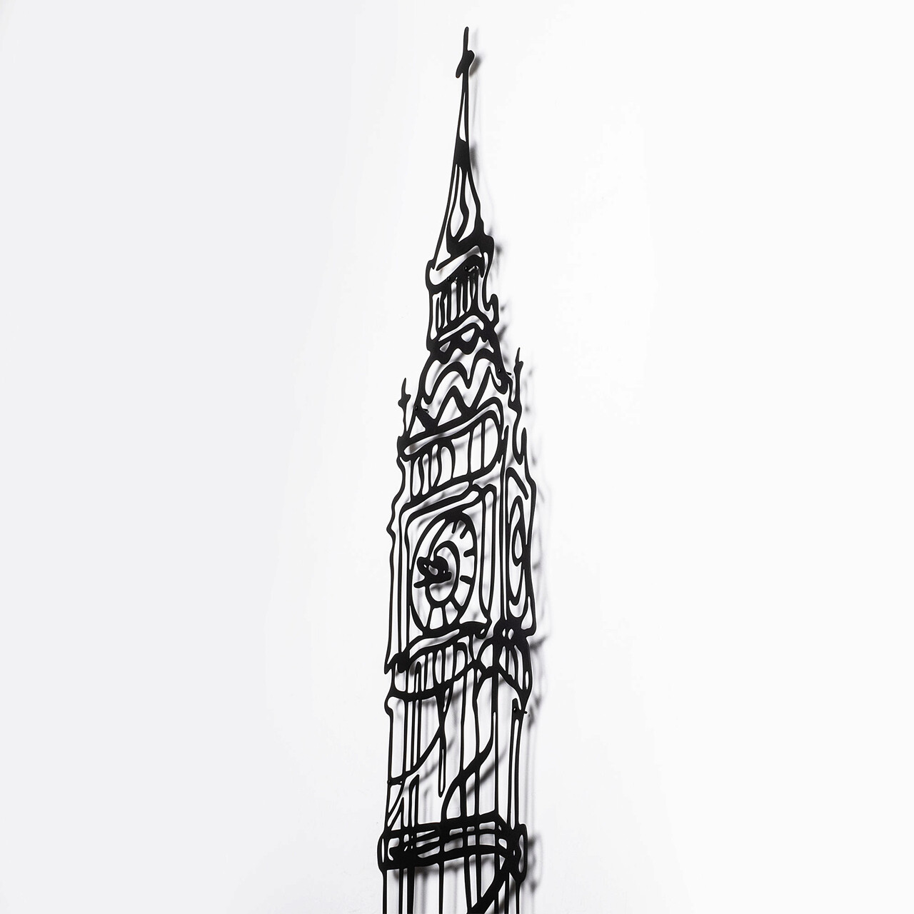 Decoratiune de perete, Big Ben, Metal, Dimensiune: 28 x 150 cm, Negru - 2 | YEO