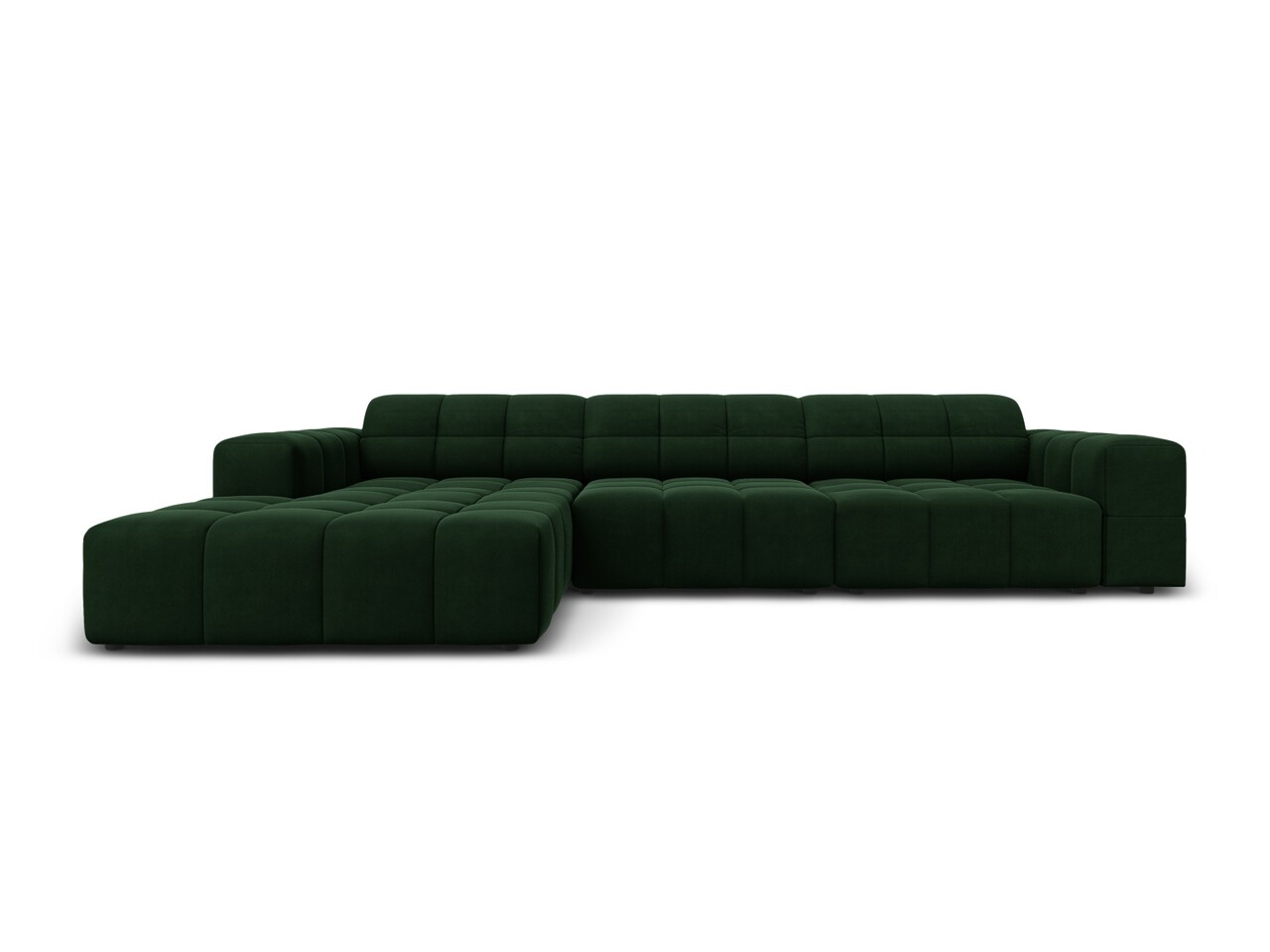 Coltar stanga 4 locuri, Jennifer-51, Micadoni Home, 284x166x70 cm, catifea, verde bottle