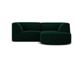 Coltar dreapta 3 locuri, Ruby, Micadoni Home, BL, forma rotunjita, 186x180x69 cm, catifea, verde bottle