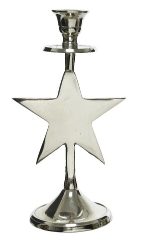 Suport de lumanare Star, Decoris, 7 x 16 cm, aluminiu, argintiu