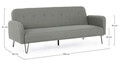 Canapea extensibila cu 3 locuri Bridjet, Bizzotto, 200 x 82 x 81 cm, lemn de eucalipt/otel/poliester, gri