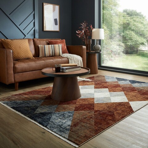 Covor Bradley Geo Red, Flair Rugs, 80x154 cm, polipropilena, rosu