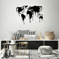 Decoratiune de perete, World Map 8, Metal, Dimensiune: 120 x 83 cm, Negru