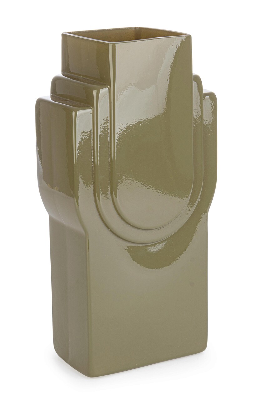 Vaza Frey, Bizzotto, 16x10x31.5 cm, sticla, olive