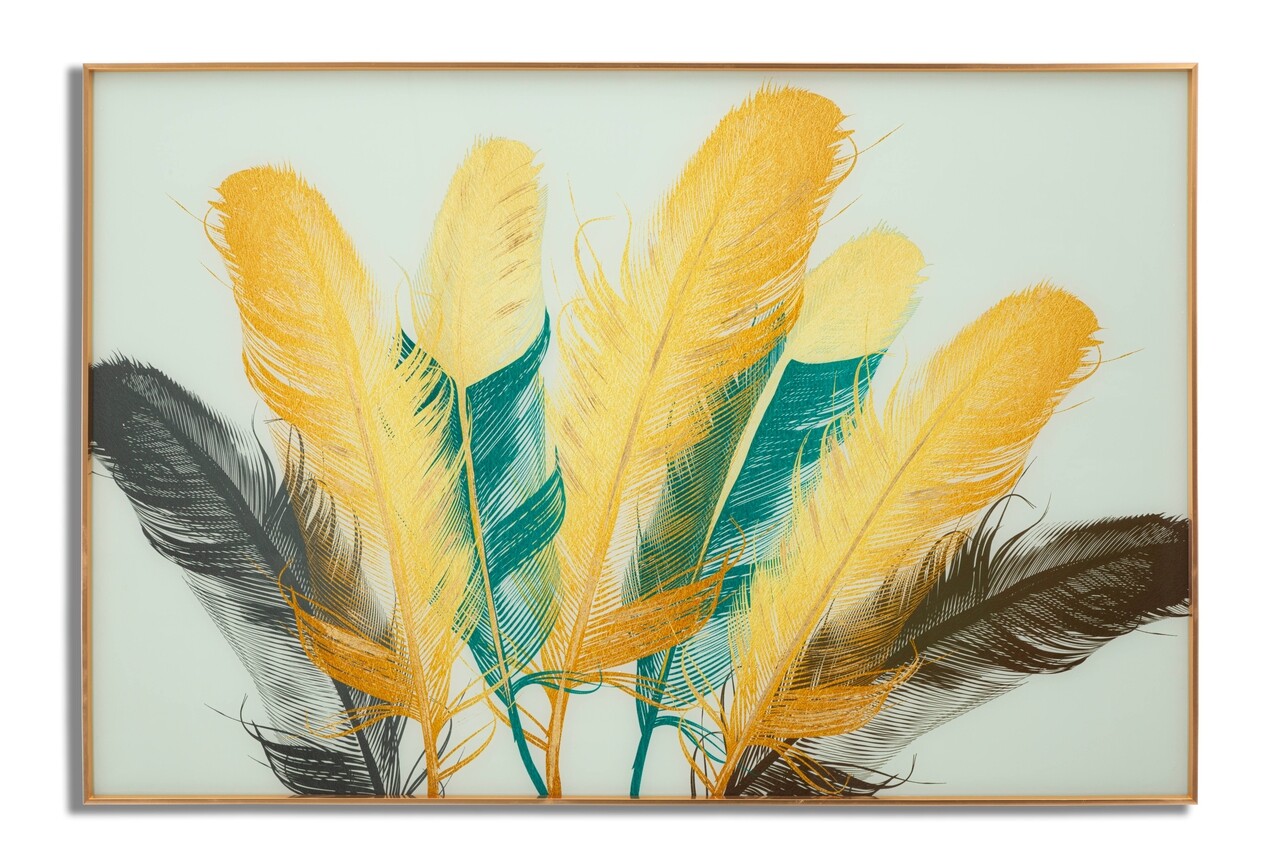 Tablou decorativ Feathers, Mauro Ferretti, 120x80 cm, sticla, multicolor