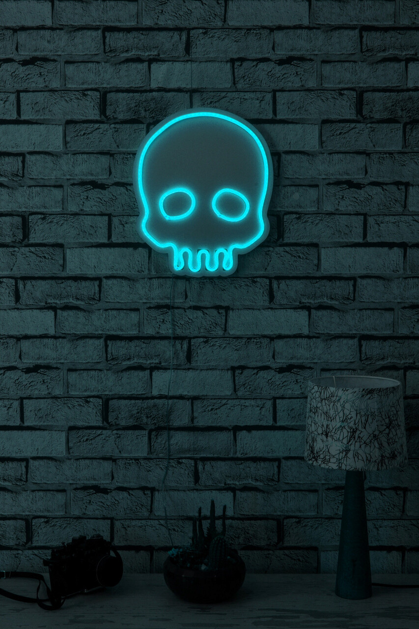 Decoratiune luminoasa LED, Skull, Benzi flexibile de neon, DC 12 V, Albastru - 1 | YEO