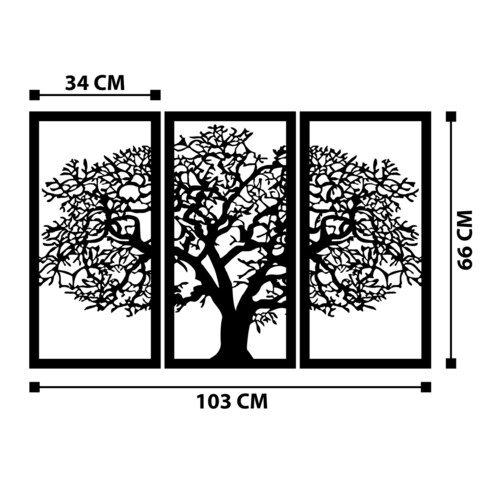 Decoratiune de perete, Berceste 2, Metal, 103 x 66 cm, Negru