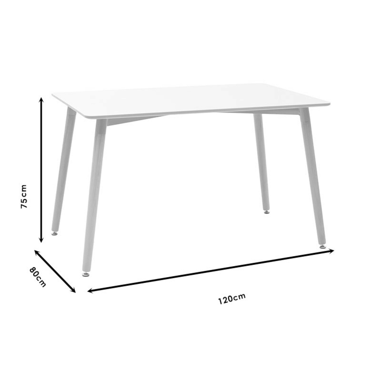 Masa dining Natali, Pakoworld, 120x80x76 cm, MDF/lemn de fag/metal, negru/natural