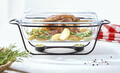 Chafing dish / Vas termorezistent cu incalzitor Saule, Ambition, 5.3 L, otel/sticla, negru/transparent