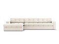 Coltar stanga 4 locuri, Justin, Micadoni Home, BL, 236x160x72 cm, catifea, bej deschis