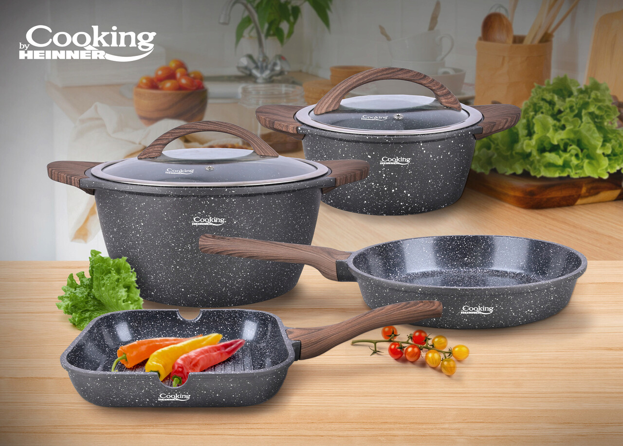 Set pentru gatit 6 piese Paris, Cooking by Heinner, aluminiu turnat, negru/maro - 1 | YEO