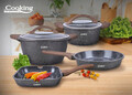 Set pentru gatit 6 piese Paris, Cooking by Heinner, aluminiu turnat, negru/maro