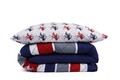 Lenjerie de pat dubla king size, Beverly Hills Polo Club, BHPC 011 - Dark Blue, 3 piese, bumbac ranforce, multicolor