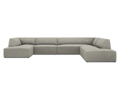 Coltar panoramic dreapta 7 locuri, Ruby, Micadoni Home, BL, 366x273x69 cm, velur, gri deschis