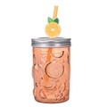 Pahar cu pai Orange, 500 ml, 10.5x11 cm, sticla, portocaliu