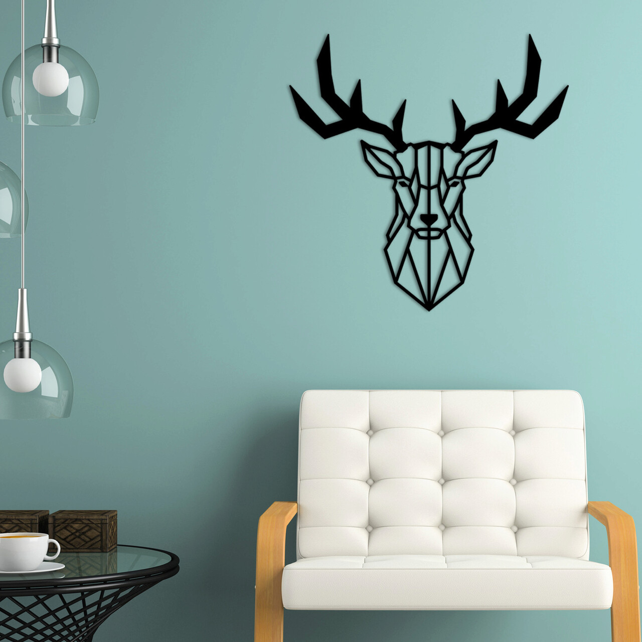 Decoratiune de perete, Deer2 Metal Decor, metal, 51 x 51 cm, negru - 2 | YEO