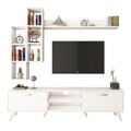 Comoda TV cu 3 rafturi de perete M16 - 261, Wren, 180 x 35 x 48.6 cm/90 cm/133 cm, white